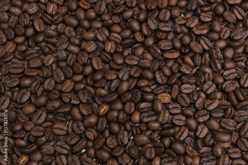 Close-up of coffee beans for background and texture.