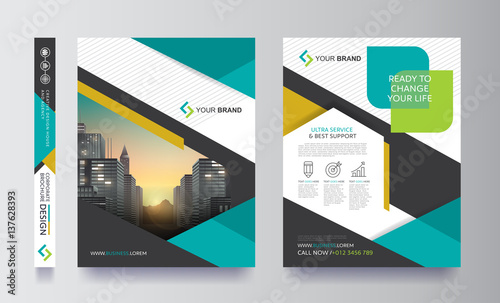 Report poster flyer pamphlet brochure cover design layout space for photo background, vector template in A4 size