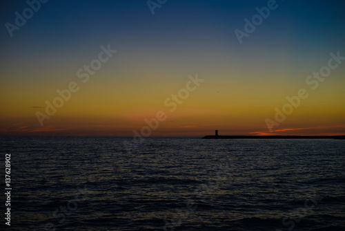 Dawn time over ocean natural background