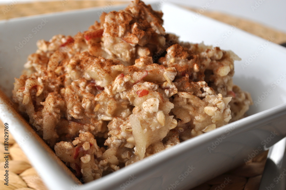 Healthy breakfast - oat flakes with grated apple and mashed banana sprinkled with cinnamon
Healthy breakfast - oat flakes with grated apple and mashed banana sprinkled with cinnamon