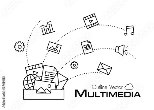 Multimedia box . outline style .
