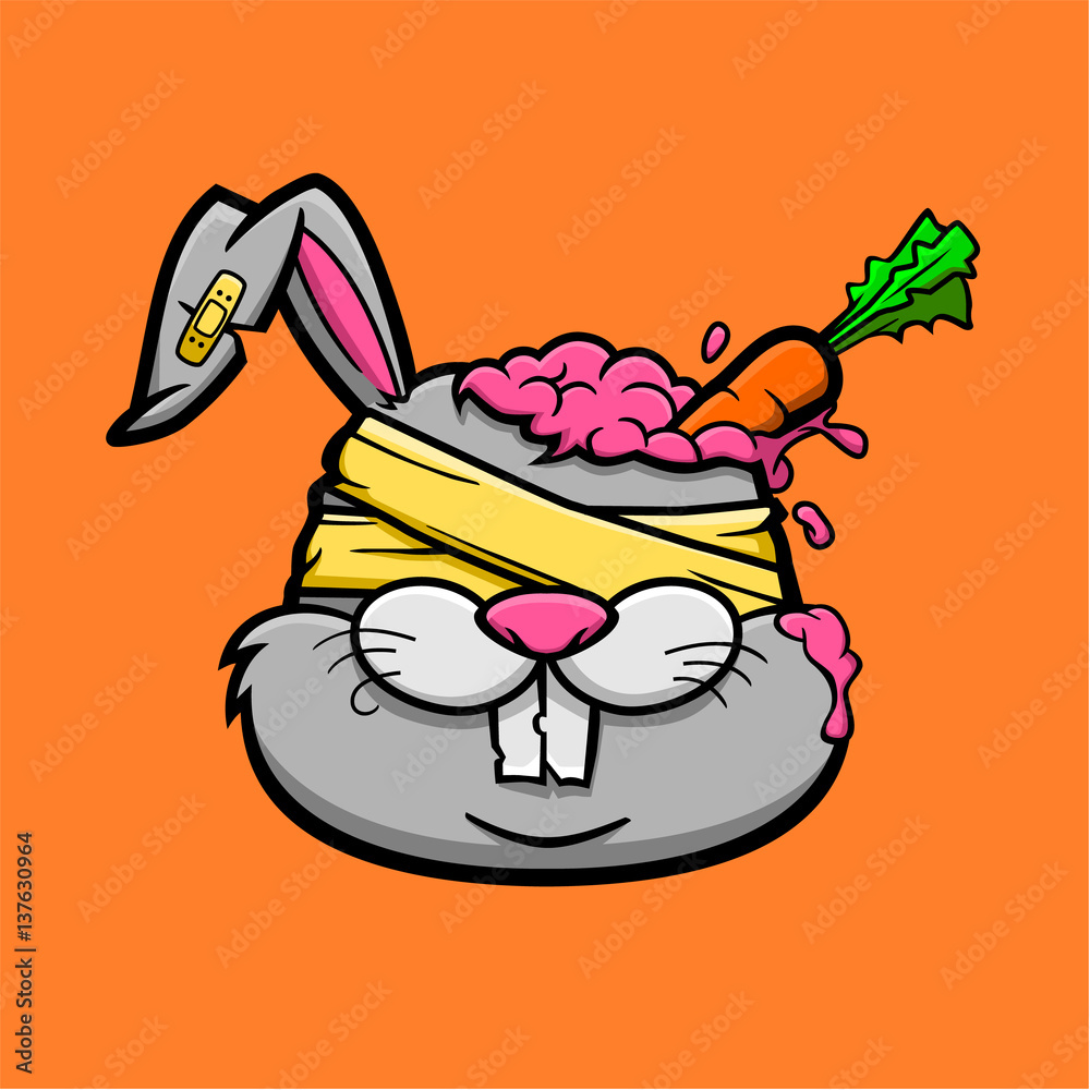 Zombie Bunny With The Carrot in His Brain Stock Vector