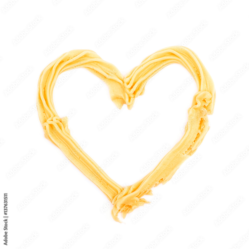 Heart shape made of frosting cream Heart shape made of frosting cream