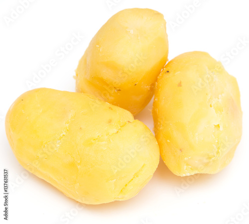 boiled potatoes on a white background