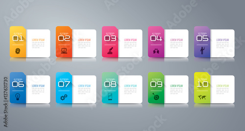 Folder infographics design vector and business icons with 10 options.