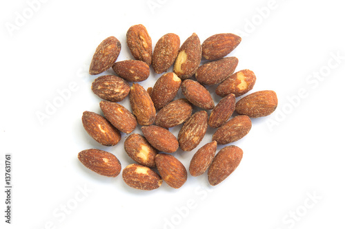 Almonds isolated on white background.