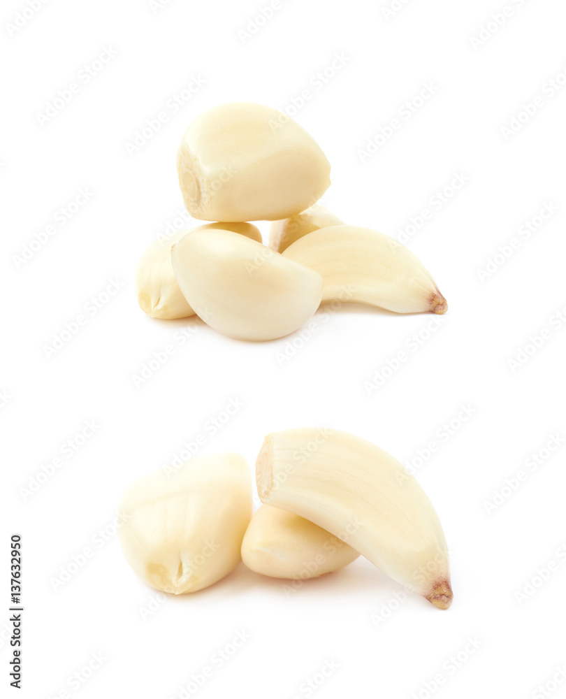 Pile of garlic cloves isolated