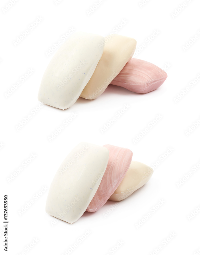 Three pieces of soap isolated Three pieces of soap isolated