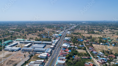 arial view of rural town, wasteland at countryside - Thailand