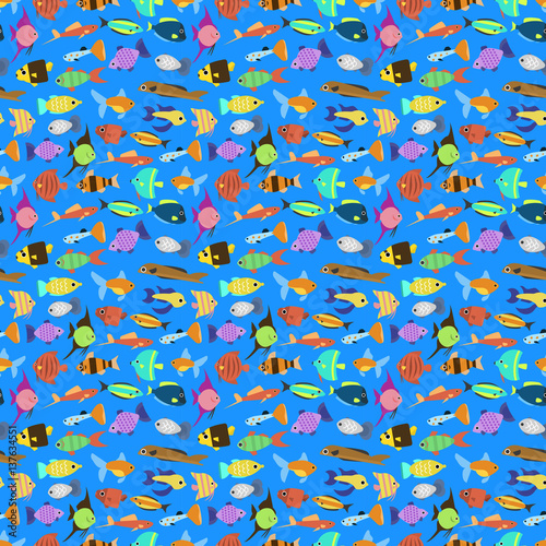 Cute fish vector illustration seamless pattern