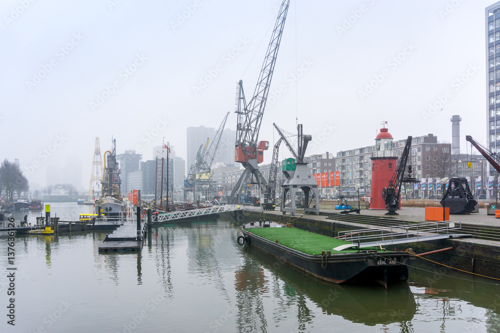 ROTTERDAM, Netherlands - February 7, 2017 : Street view of Port of Rotterdam, the nickname 