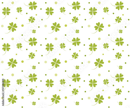 St. Patrick s day background. Four leaf clover seamless texture. Symbol of luck  green shamrock backdrop