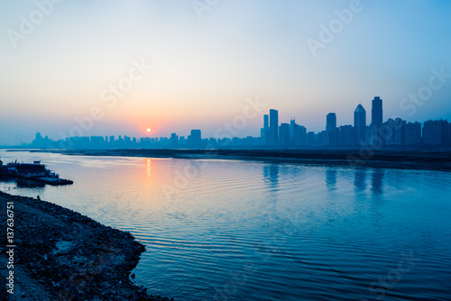 urban skyline with cityscape in Nanchang China.