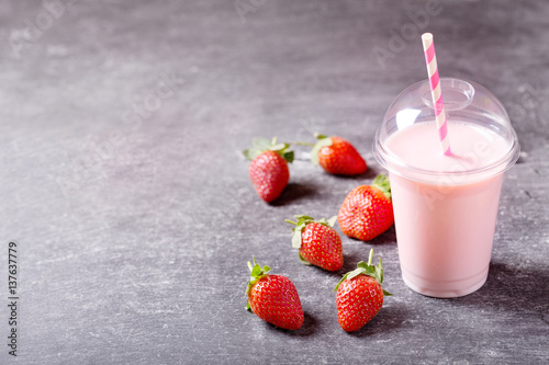 strawberry smoothie with fresh strawberries
