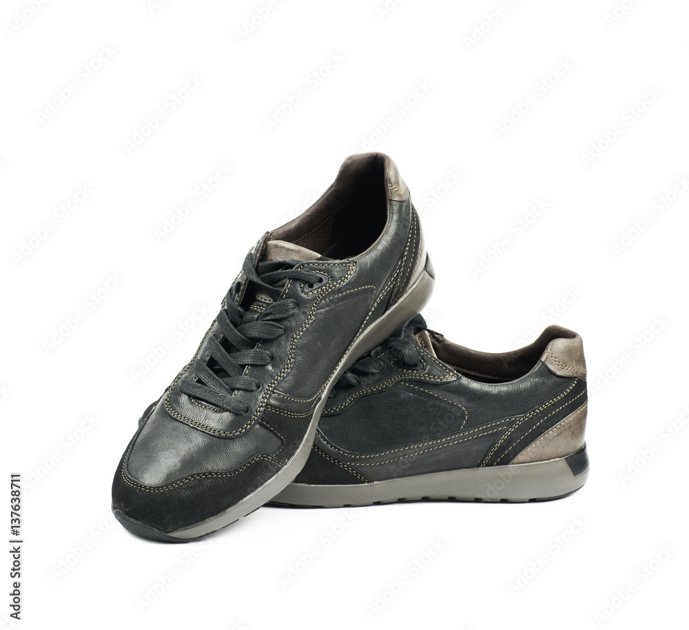 Casual black leather shoesisolated Casual black leather shoesisolated