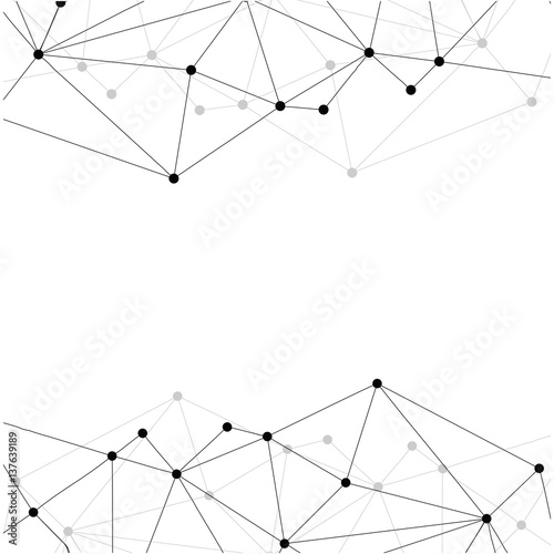 Technology concept slide for business presentation from black points of connection lines on white background. Abstract information background. IT-development conception. Neural connections