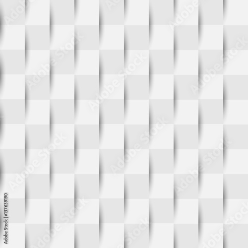 Seamless striped vector pattern from vertical rising and falling ribbons. White and grey texture for your web site background