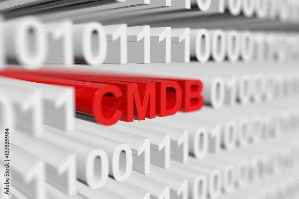 cmdb as a binary code with blurred background 3D illustration