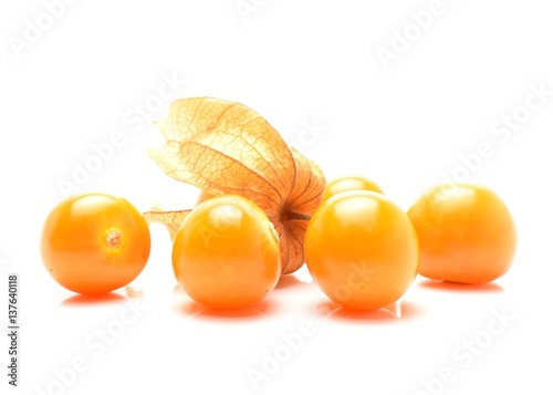  ripe physalis isolated on white background