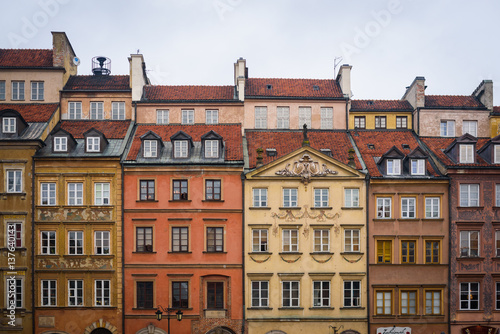 Colorful houses in old town square of Warsaw
