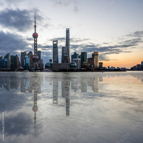 Shanghai skyline in China.