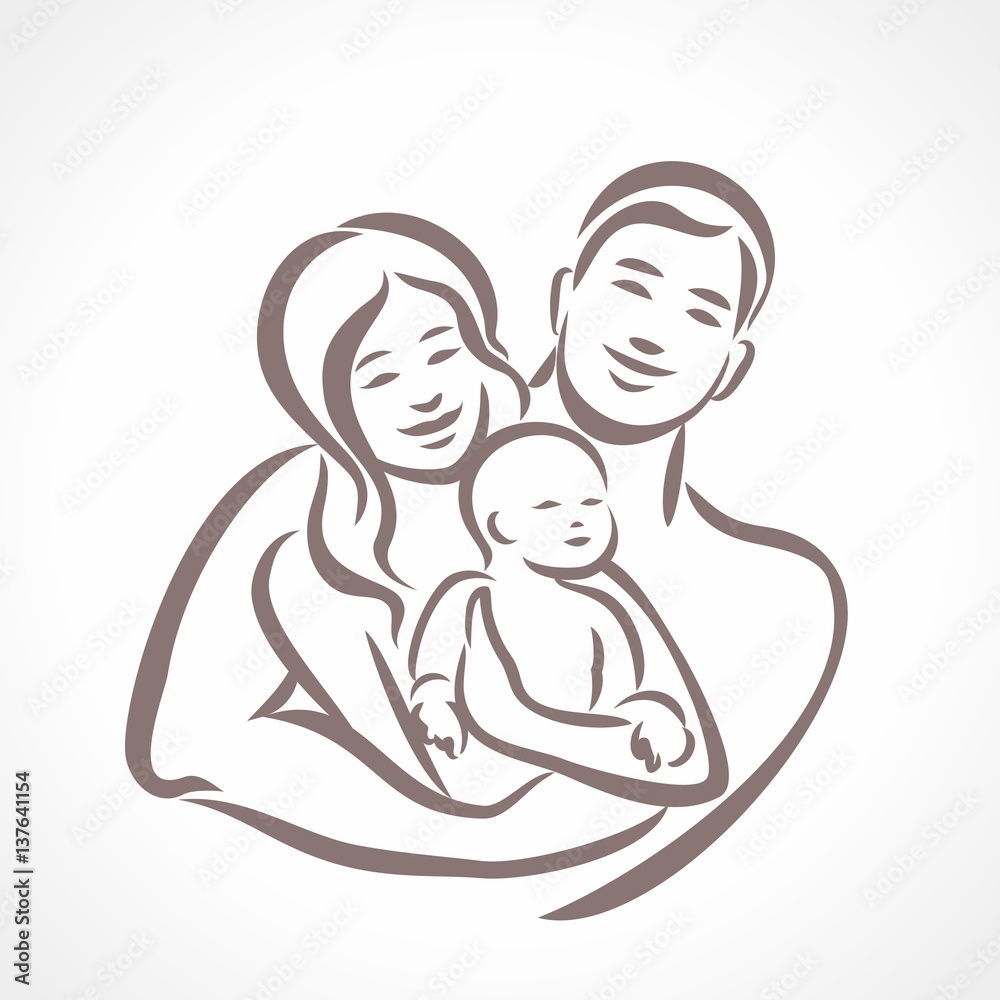 Father, mother and baby illustration - happy family Stock Vector ...