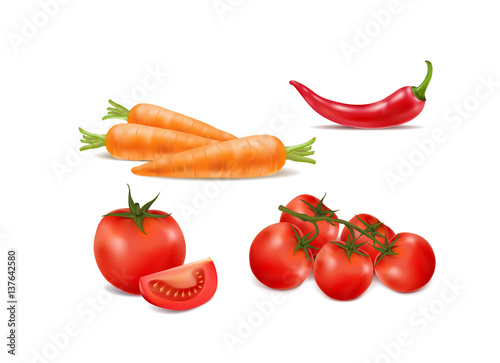 fresh ripe vegetables on white background