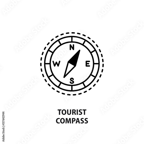 Vector logo with tourist compass isolated on white