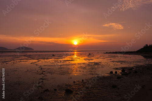 Landscape of paradise tropical island beach  sunrise shot