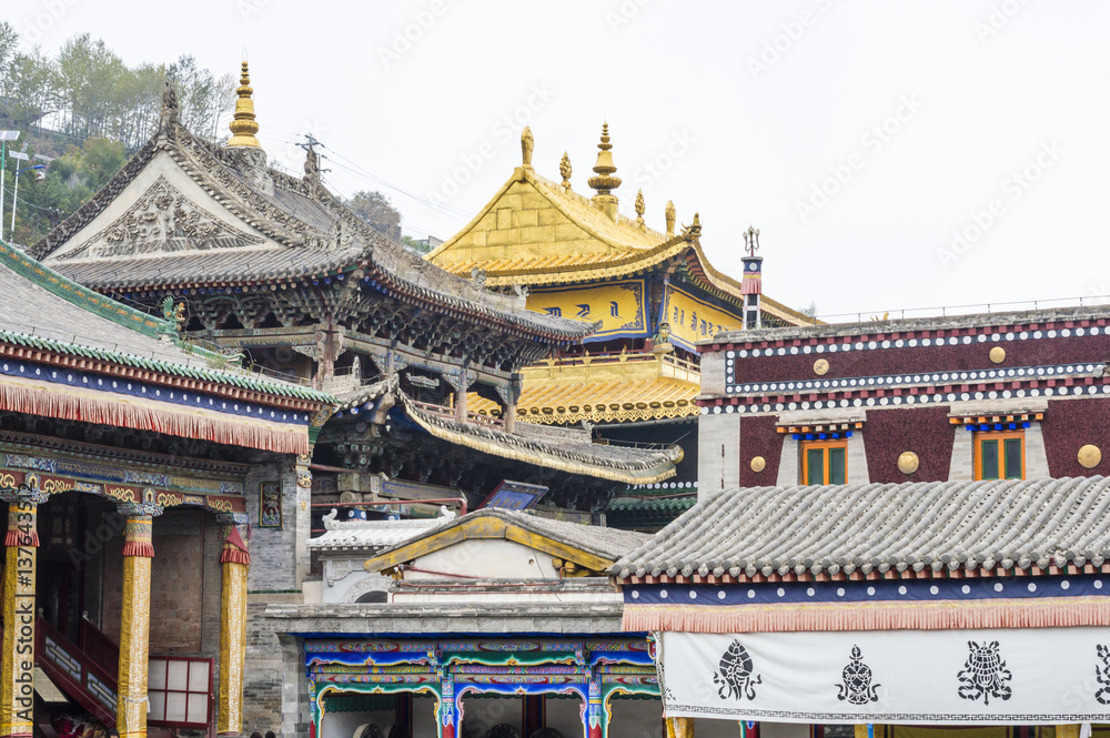 The ancient temple building architecture of Kumbum monastery in Qinghai Province, China The ancient temple building architecture of Kumbum monastery in Qinghai Province, China