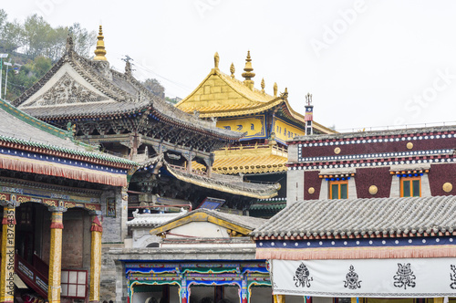 The ancient temple building architecture of Kumbum monastery in Qinghai Province, China