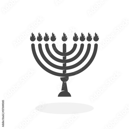 Happy Hanukkah Icon. Menorah vector logo on white background
