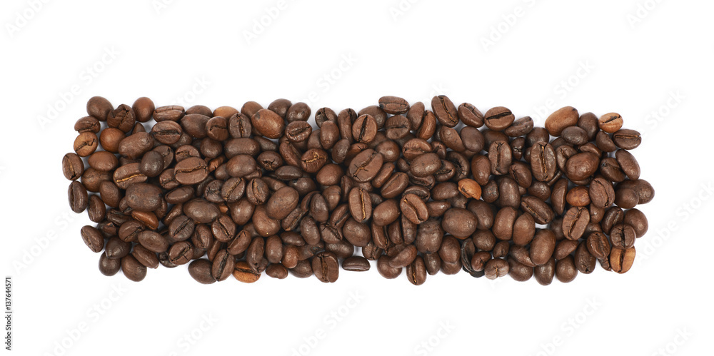 Line pile of coffee beans isolated Line pile of coffee beans isolated