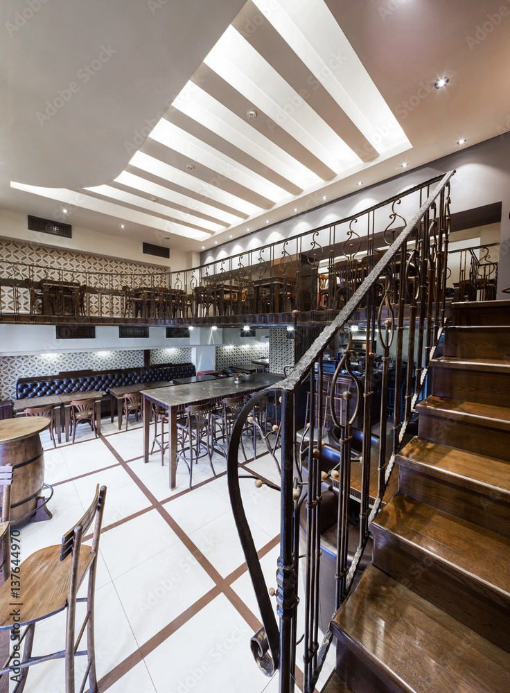 Obraz premium handrail stairs gallery in Interior Cafe