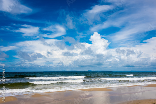 Strand mit Wolken und blauem Himmel, Golf von Thailand