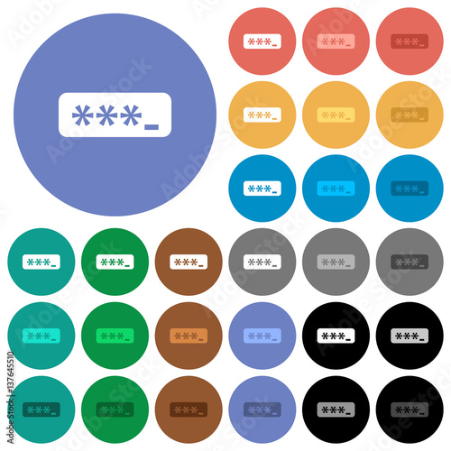 PIN code round flat multi colored icons