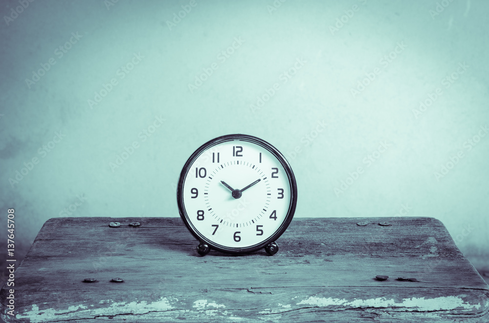 custom made wallpaper toronto digitalVintage style of Alarm clock on the table.