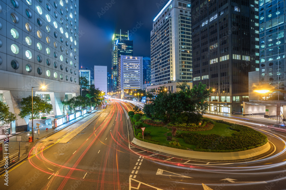Fototapeta premium Traffic road in downtown of Hong Kong,China.