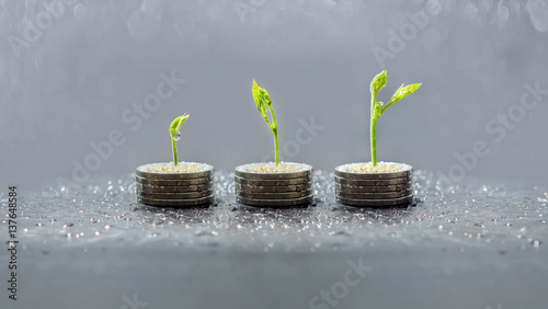 trees growing on coins, business with csr practice, Save and growing finance