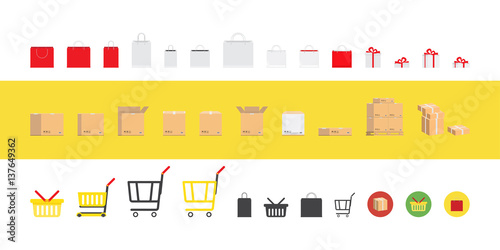 Set of packages and boxes to store and transportation. Flat vector illustration EPS 10.