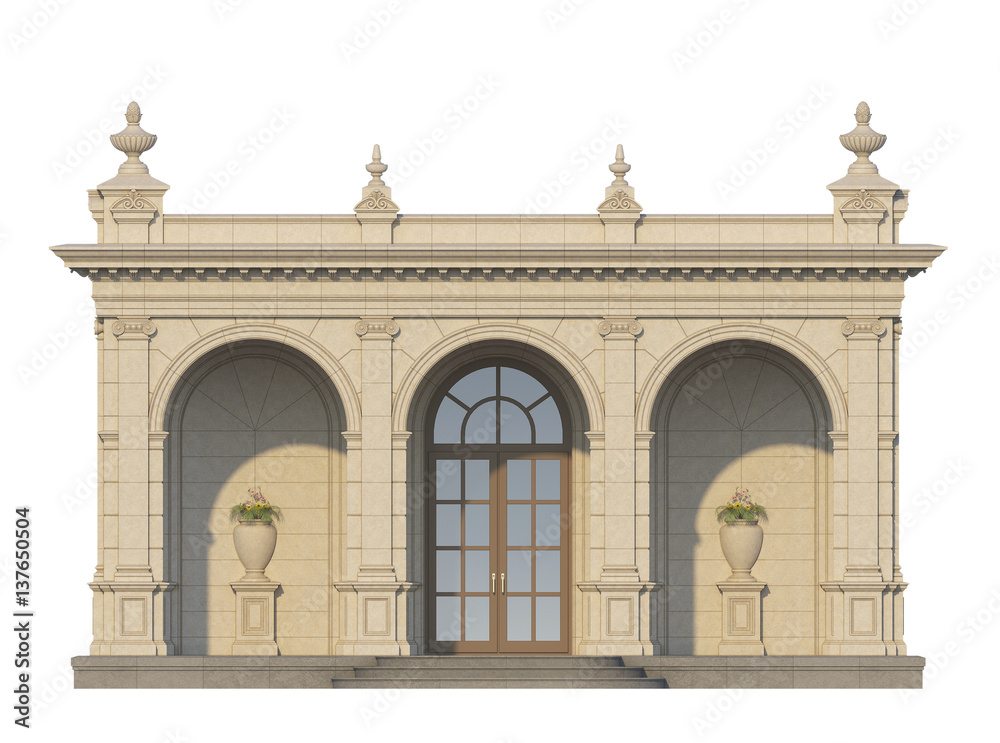 Obraz premium arcade with ionic pilasters in classic style. 3d render