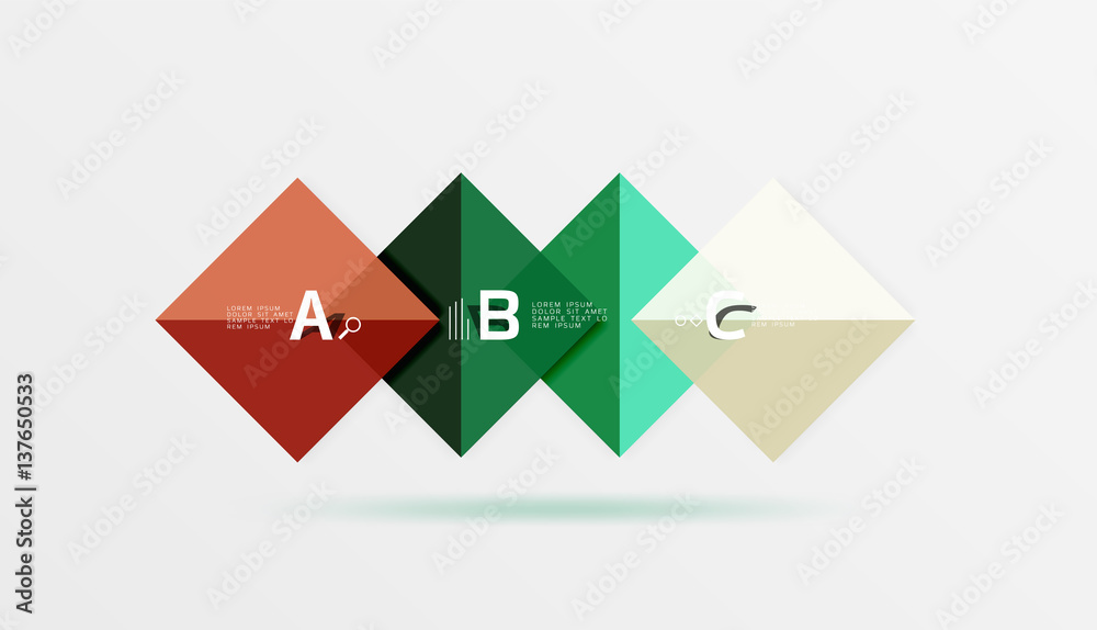 Overlapping square infographics