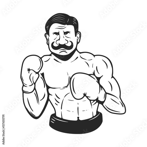 retro style boxer illustration. Vector illustration.