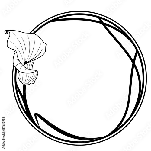 round frame with lily