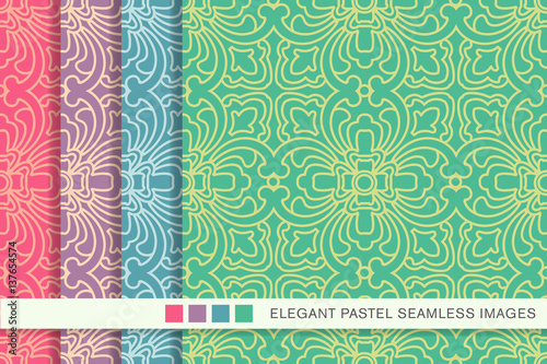 Elegant seamless pastel background set curve cross geometry line