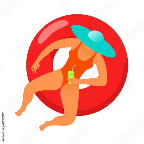 Girl swims in the sea