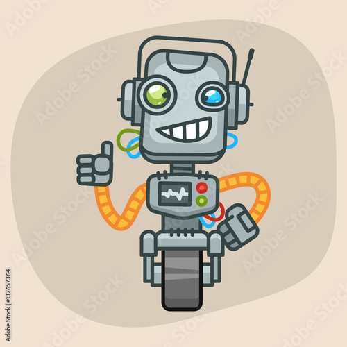 Robot Smiling and Showing Thumbs Up