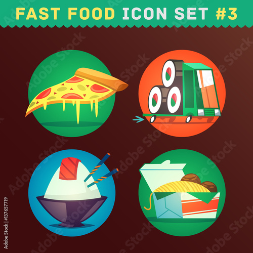 Fototapeta Naklejka Na Ścianę i Meble -  Fast food icon set. Vector illustration.