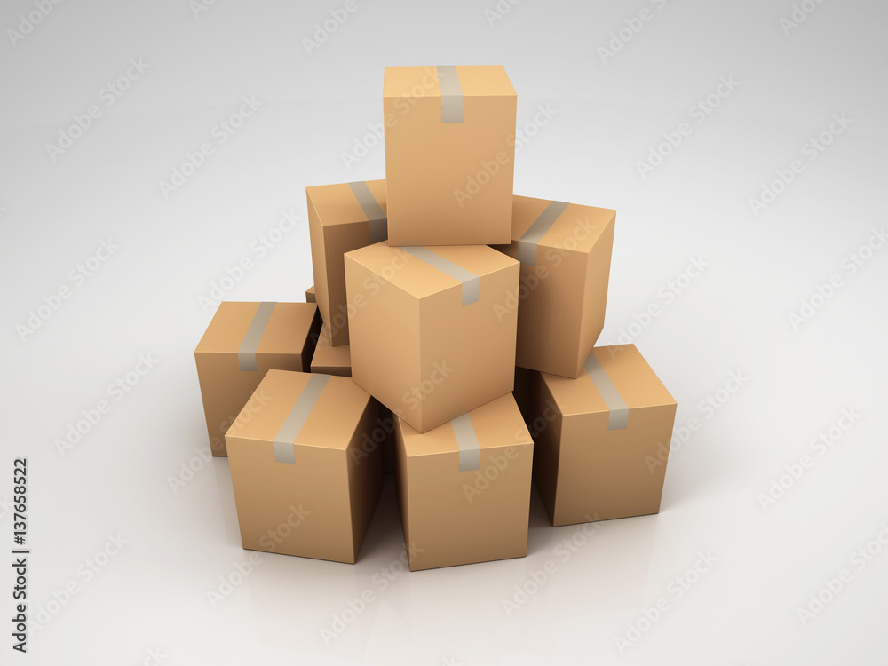 Obraz premium Cardboard Boxes isolated on white background, 3d