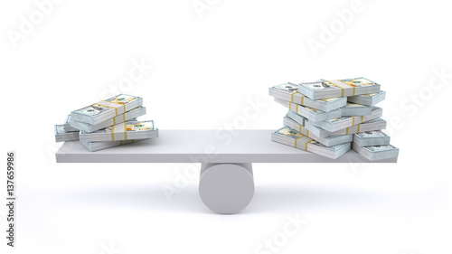 Banking concept.Money and money on a balance scale.